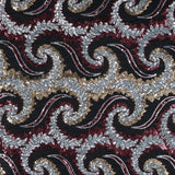 Netting with Sequins - Red, Silver and Gold Paisleys on Black