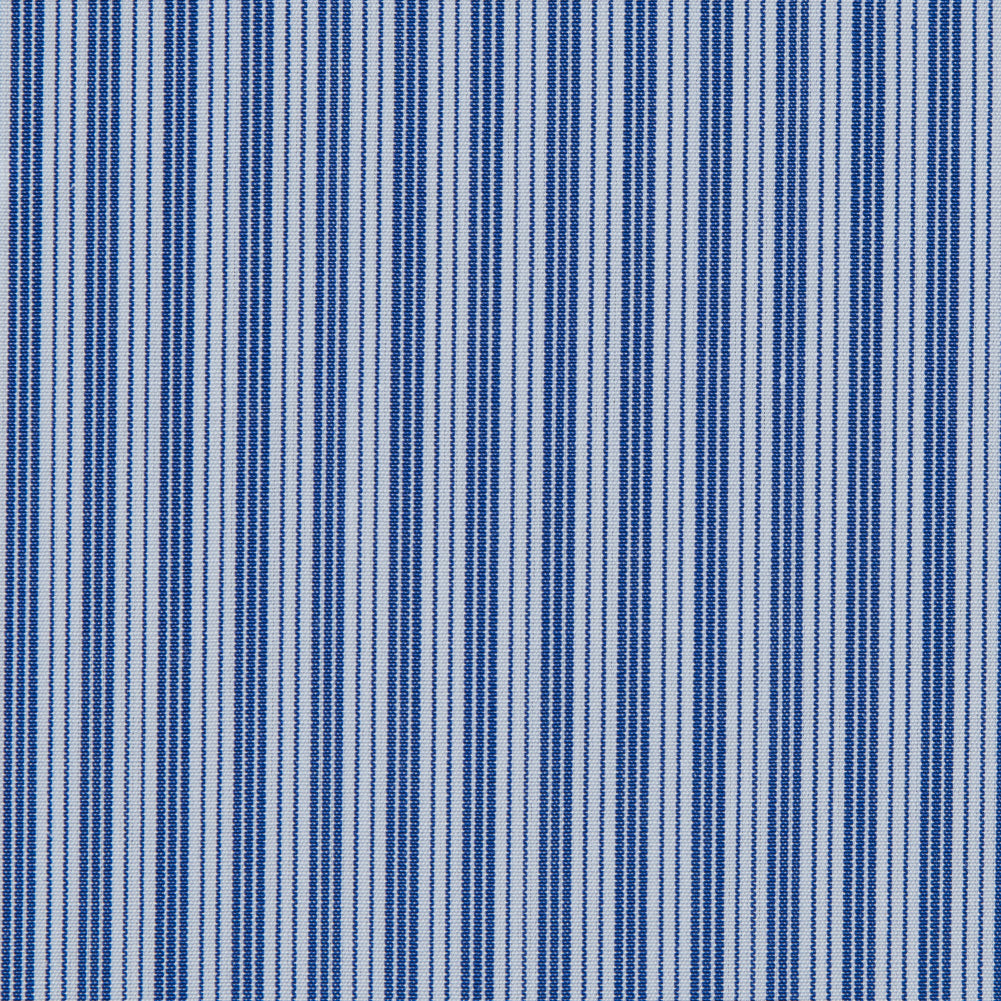 Blue Iris and White Striped Cotton Shirting