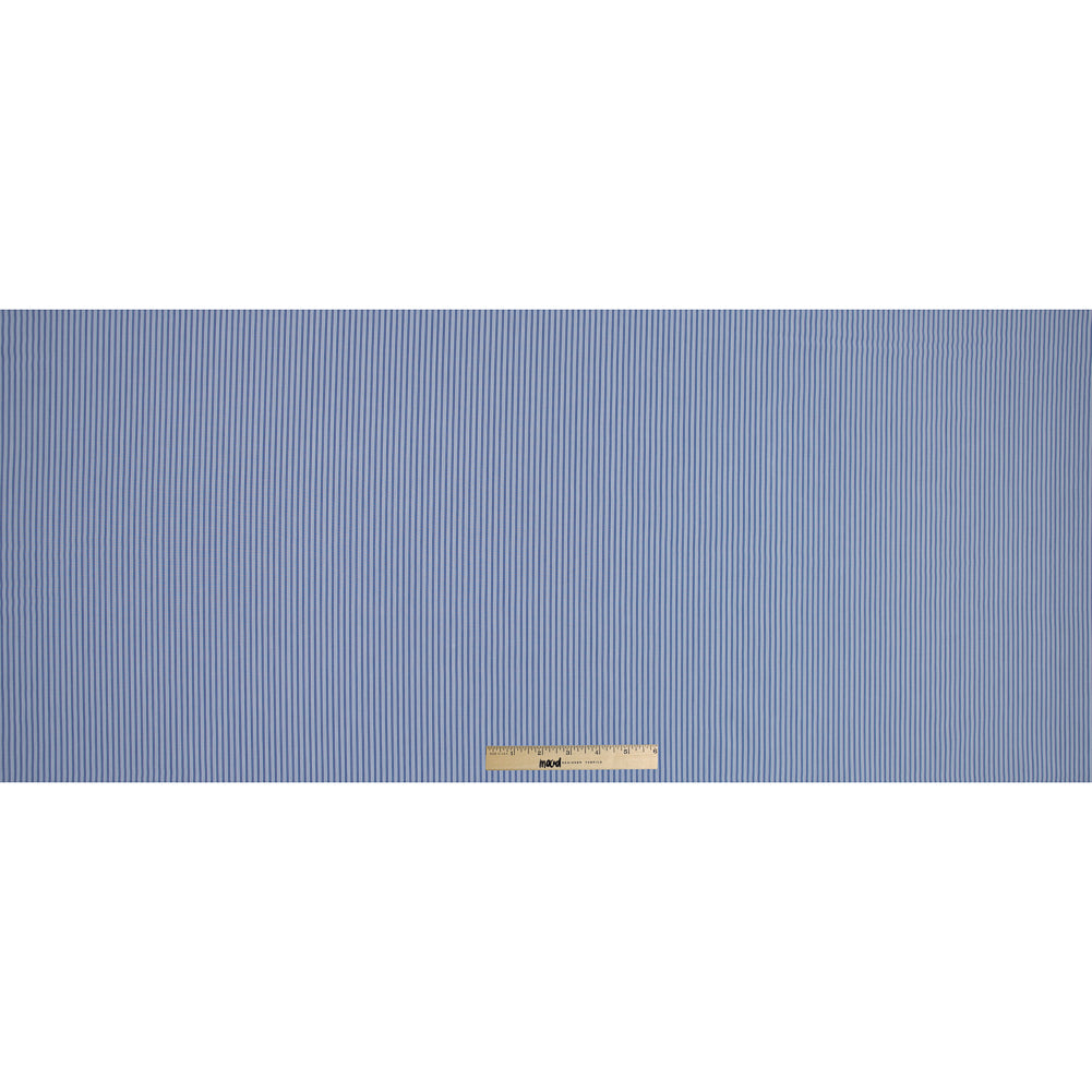 Blue Iris and White Striped Cotton Shirting