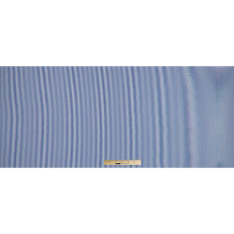 Blue Iris and White Striped Cotton Shirting