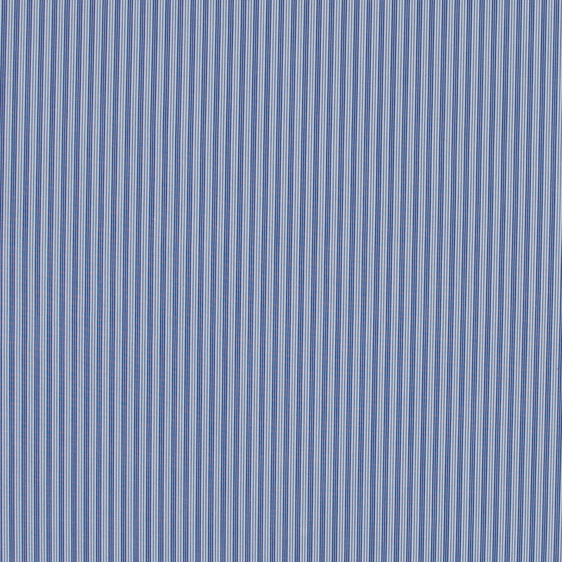 Blue Iris and White Striped Cotton Shirting