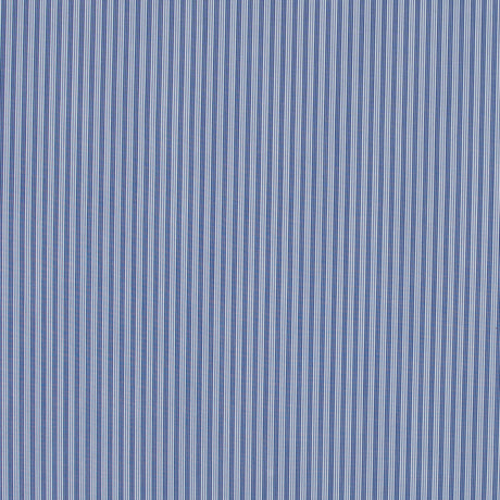 Blue Iris and White Striped Cotton Shirting