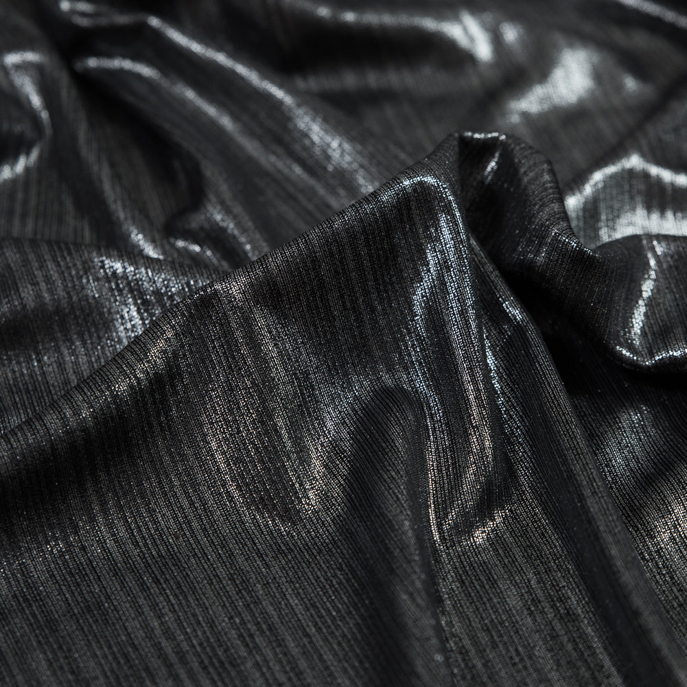 Textured All-Over Foil Knit - Metallic Silver - Lizabet Collection