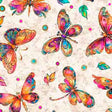 Cotton Print Fluttering Gardens Butterflies Oatmeal 44/45 Fabric Per Yard