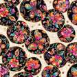 Cotton Print Fluttering Gardens Butterfly Medallion Oatmeal Fabric 44/45