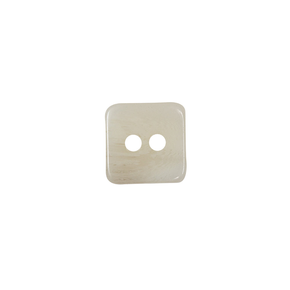 Tofu and White Swirl Semi-Translucent Two-Hole Square Plastic Button - 24L/15mm