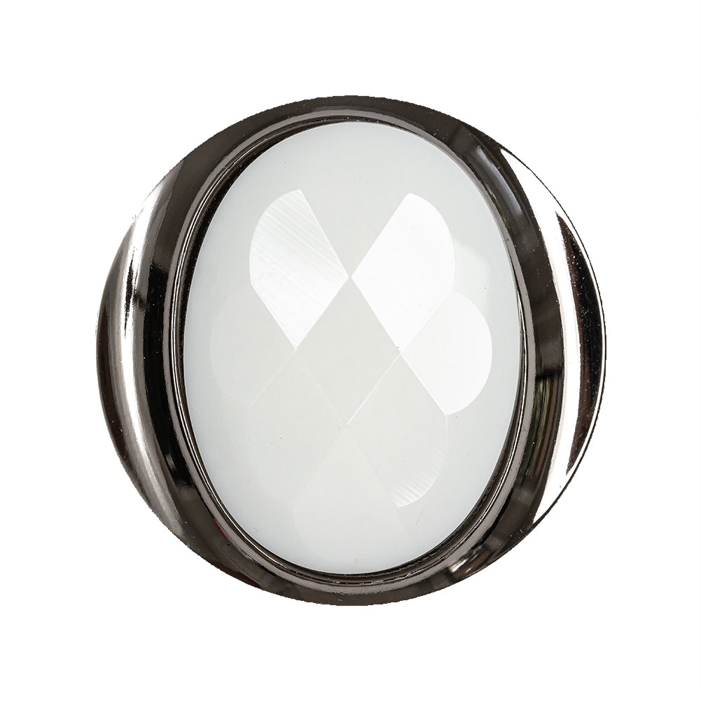 White and Gunmetal 2-Piece Faceted Shank Back Button - 44L/28mm