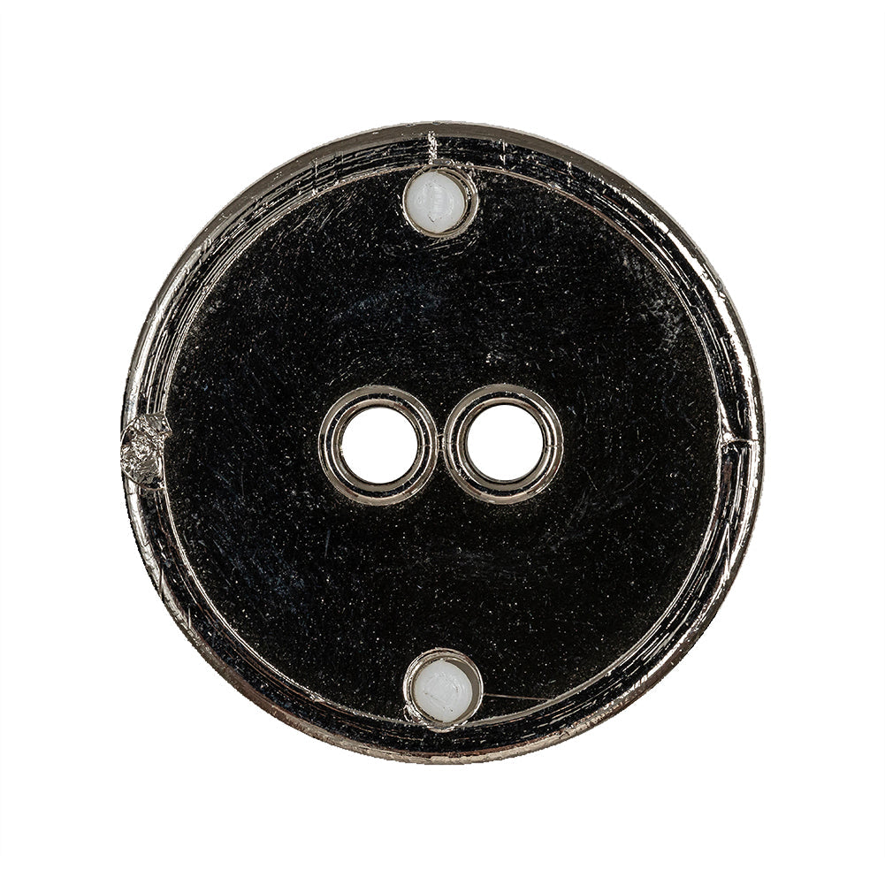White and Silver Wavy Textured 2-Hole 2-Piece Button - 44L/28mm