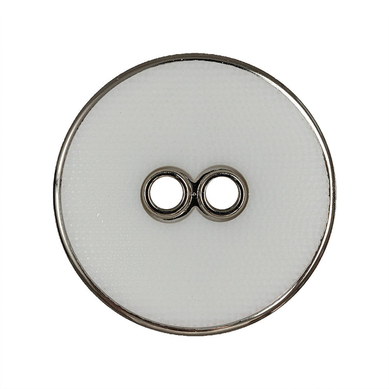 White and Silver Wavy Textured 2-Hole 2-Piece Button - 44L/28mm