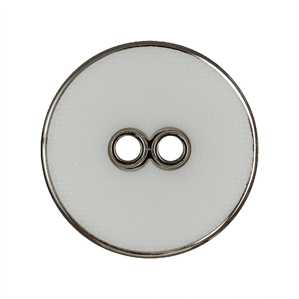 White and Silver Wavy Textured 2-Hole 2-Piece Button - 44L/28mm