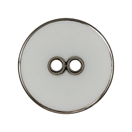 White and Silver Wavy Textured 2-Hole 2-Piece Button - 44L/28mm