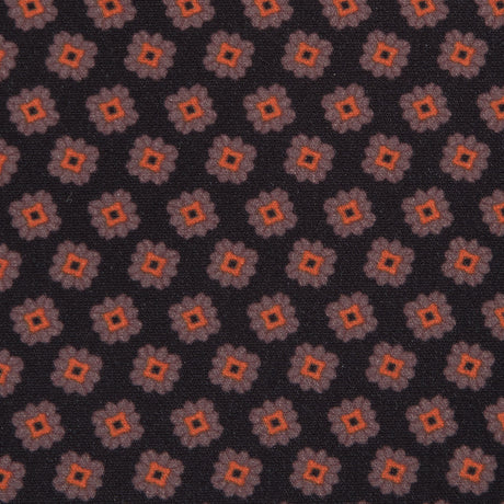 Italian Orange and Black Floral Digitally Printed Stretch Polyester