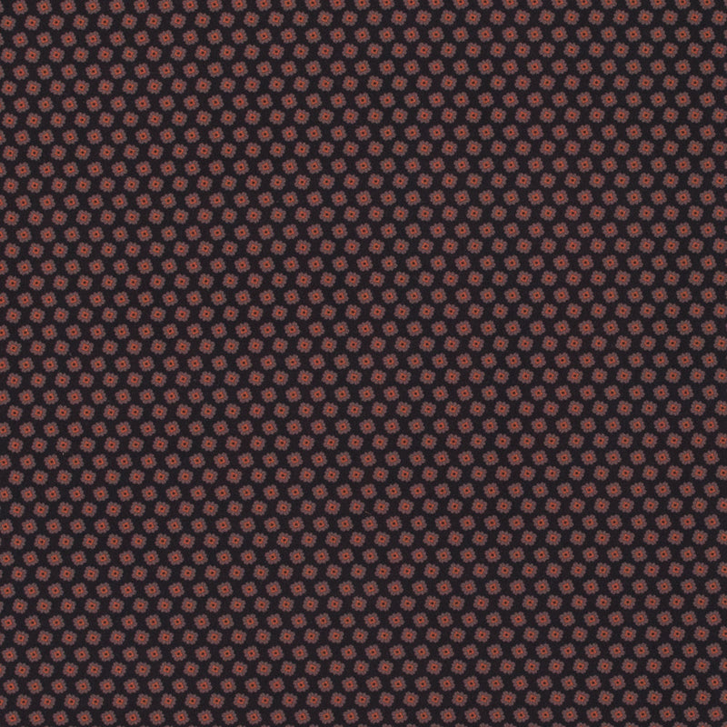 Italian Orange and Black Floral Digitally Printed Stretch Polyester