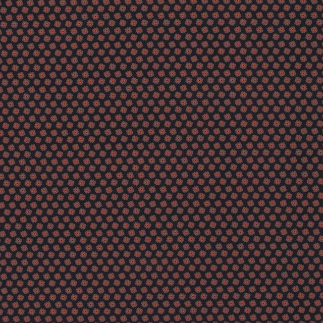 Italian Orange and Black Floral Digitally Printed Stretch Polyester