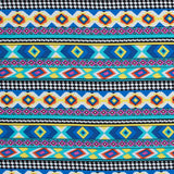 Deep Ultramarine and Yellow Geometric Stripes Printed Rayon Challis