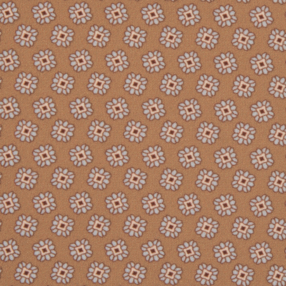 Italian Mustard Floral Digitally Printed Stretch Polyester