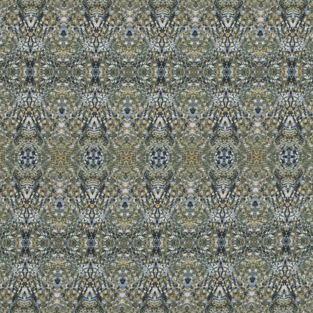 Italian Olivine Kaleidoscopic Digitally Printed Stretch Polyester