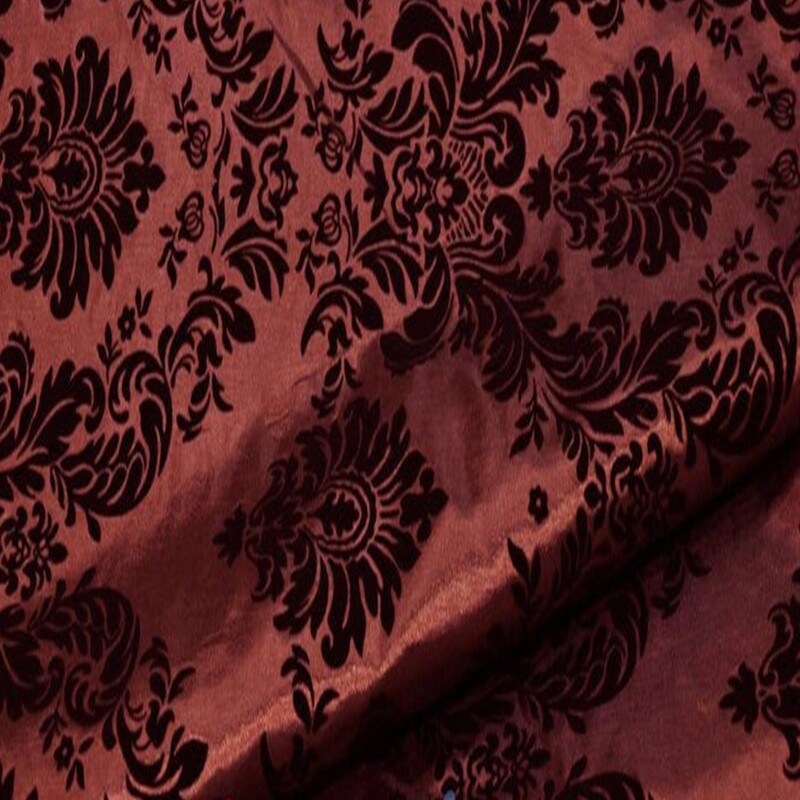 Damask Flocking Taffeta Fabric - 60" Wide for Curtains, Apparel, and Décor