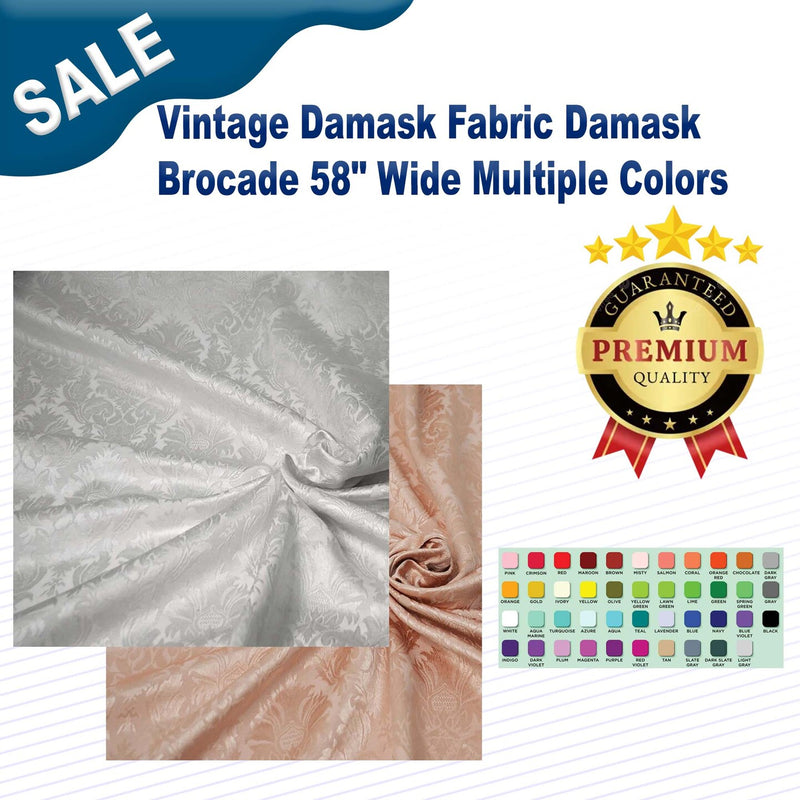 Vintage Damask Fabric Damask Brocade 58" Wide Multiple Colors