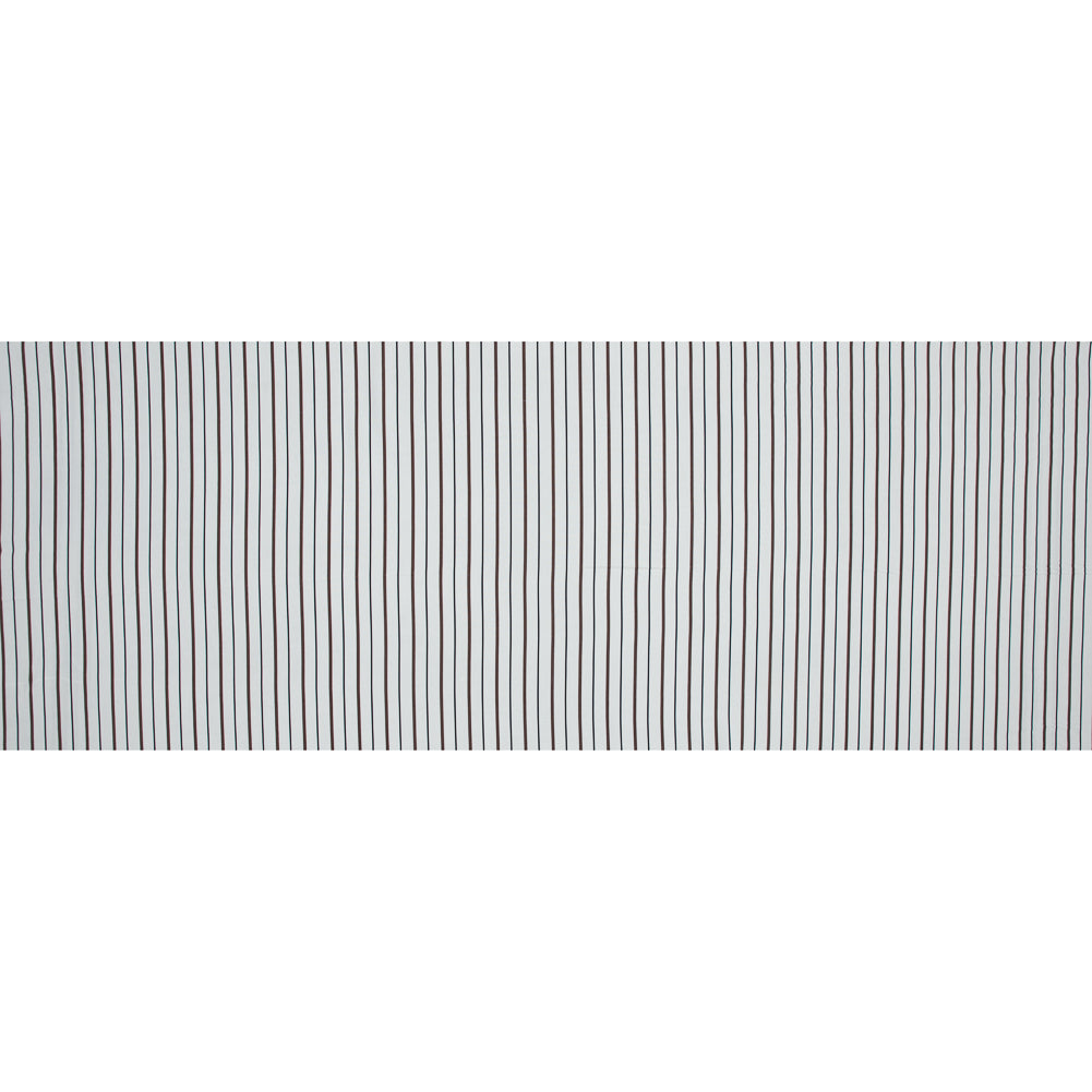 Brown, Black and White Striped Rayon Twill