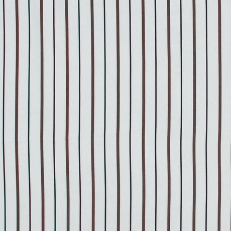 Brown, Black and White Striped Rayon Twill