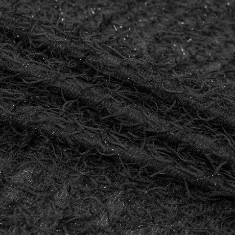 Black Fringed Stretch Knit