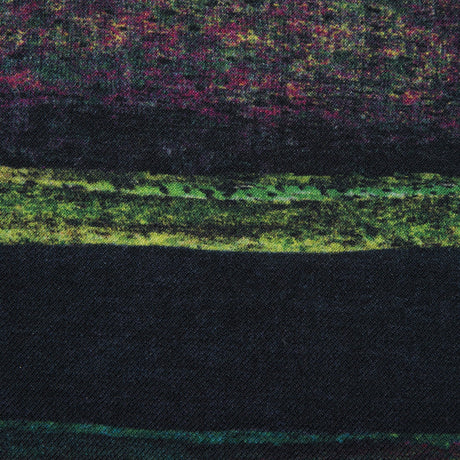 Green and Fuchsia Abstract Printed Paneled Wool Twill