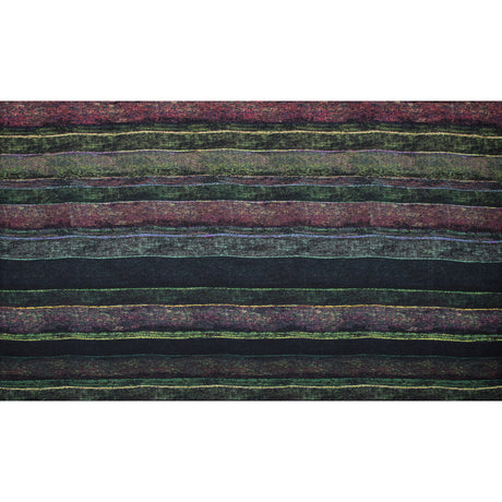 Green and Fuchsia Abstract Printed Paneled Wool Twill