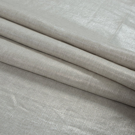 Lightweight Linen Woven with Metallic Silver Foil - Oatmeal - Simone Collection