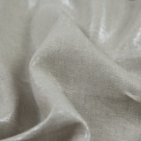 Lightweight Linen Woven with Metallic Silver Foil - Oatmeal - Simone Collection