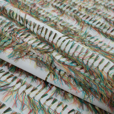 Optic White and Multicolor Eyelash Fringe Fabric