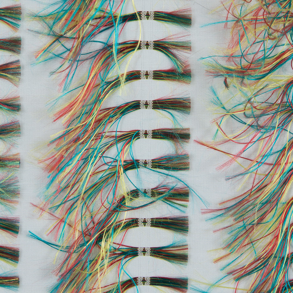 Optic White and Multicolor Eyelash Fringe Fabric