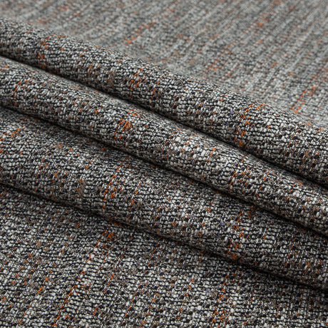 Truffle, Orange and White Cotton Tweed
