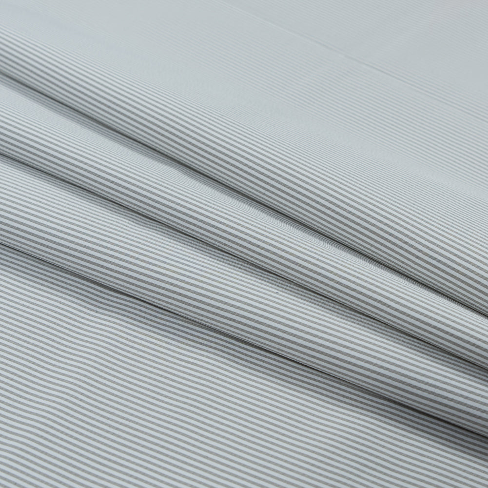 Theory Light Slate and White Striped Polyester Shirting