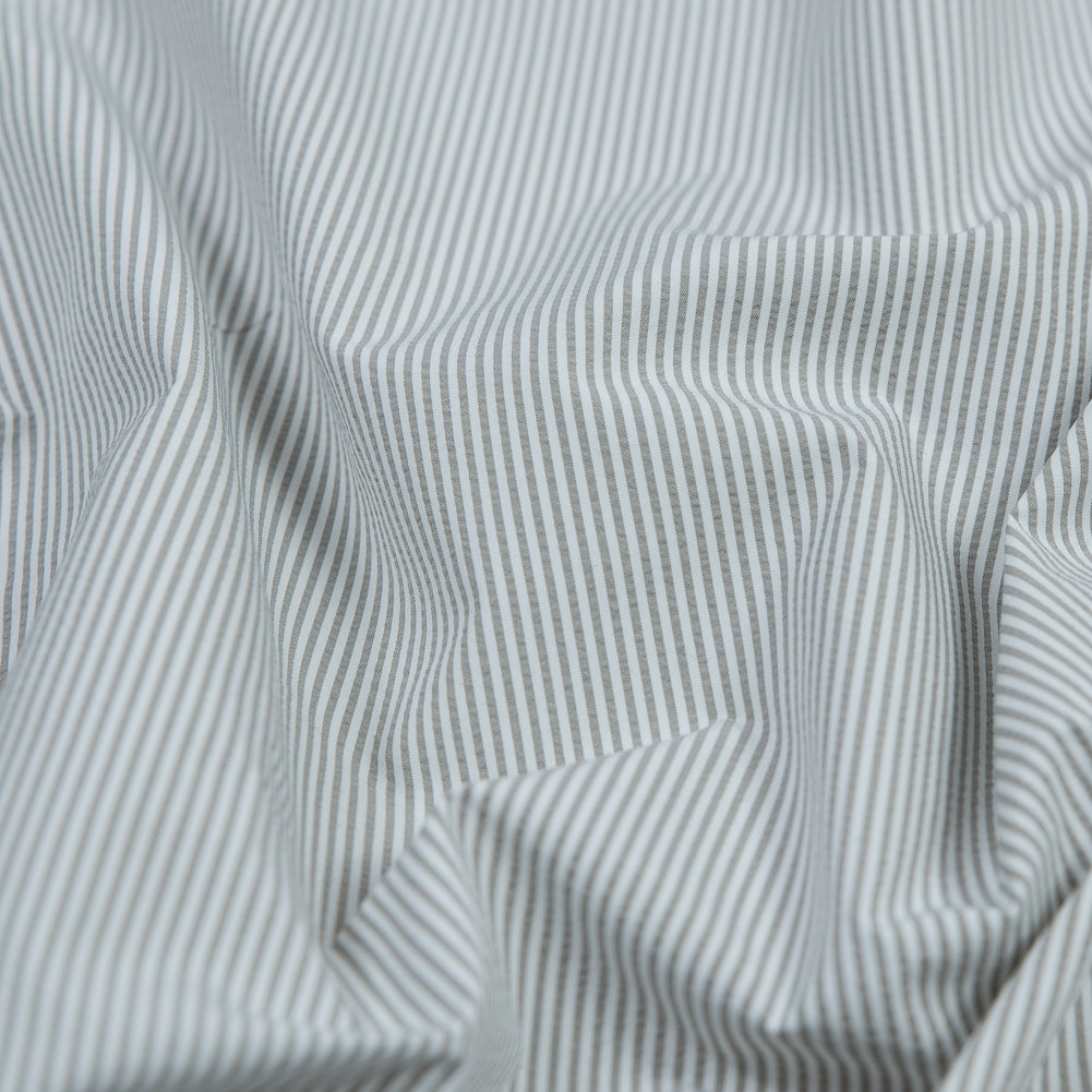 Theory Light Slate and White Striped Polyester Shirting