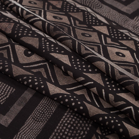 Brown and Black Geometric Printed Polyester Panel