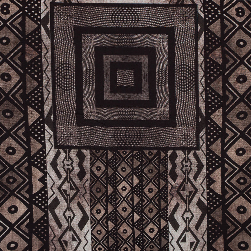 Brown and Black Geometric Printed Polyester Panel