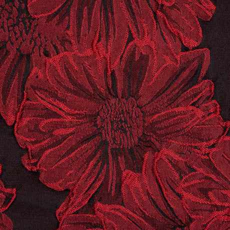 Red and Black 3D Floral Brocade