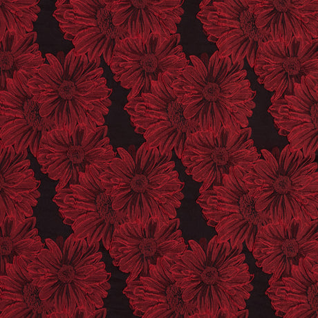 Red and Black 3D Floral Brocade