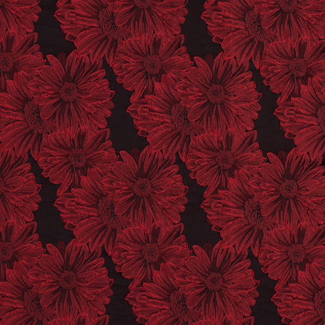 Red and Black 3D Floral Brocade
