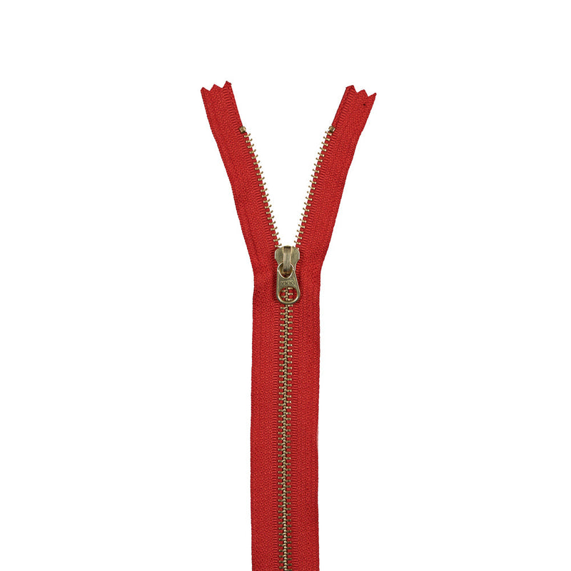 Metal Closed Bottom Zipper with Gold Teeth 9" - Burnt Orange