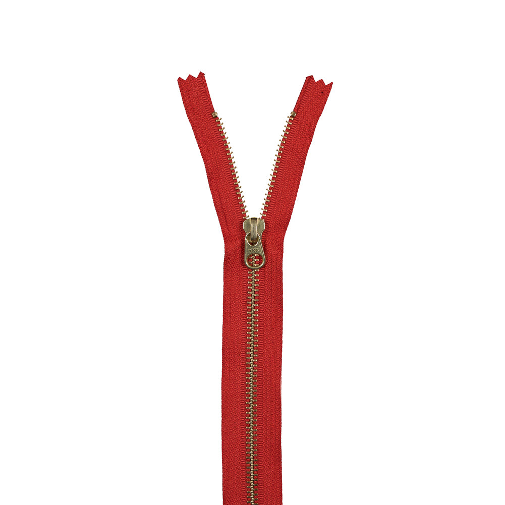 Metal Closed Bottom Zipper with Gold Teeth 9" - Burnt Orange