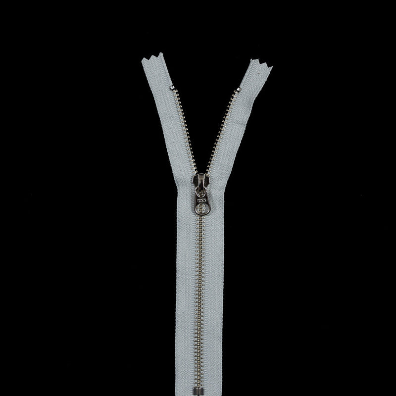 Light Gray Metal Closed Bottom Zipper with Silver Teeth - 8"