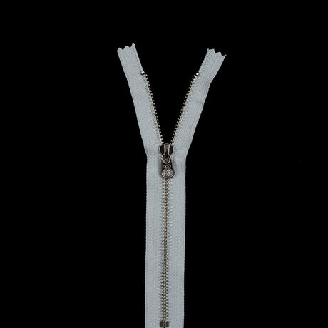 Light Gray Metal Closed Bottom Zipper with Silver Teeth - 8"