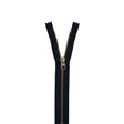 Metal Closed Bottom Zipper with Gold Teeth 8" - Navy