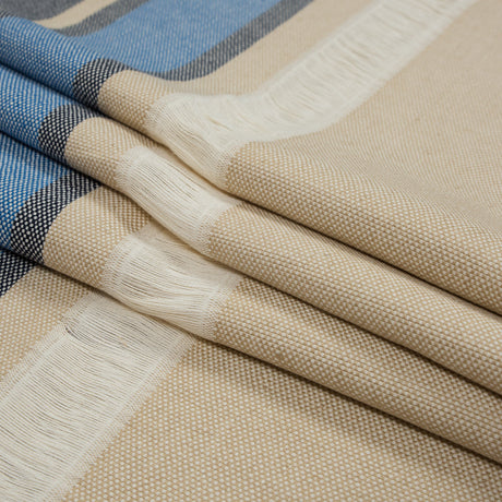 Sea NY Navy and Gilded Beige Striped Cotton Canvas