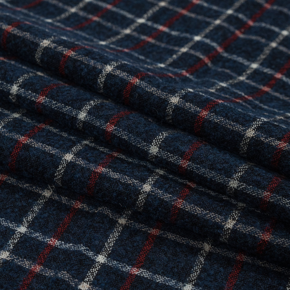Sea NY Italian Red, White and Blue Plaid Wool Blend