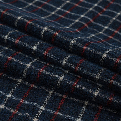 Sea NY Italian Red, White and Blue Plaid Wool Blend