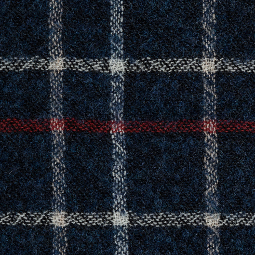 Sea NY Italian Red, White and Blue Plaid Wool Blend