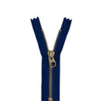 Metal Closed Bottom Zipper with Gold Teeth 4.5" - Royal Blue